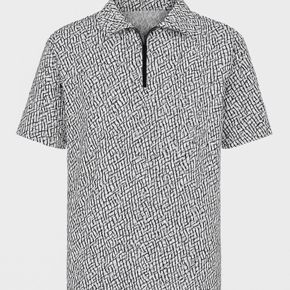 Giggles & Puff Other - Giggles & Puff White & Black Geometric Quarter-Zip Polo (XXL)